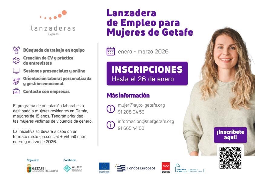 Abiertas las inscripciones para una Lanzadera de Empleo para mujeres en Getafe