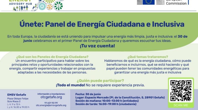Getafe acogerá el primer Panel de Energía Ciudadana del Citizen Energy Advisory Hub